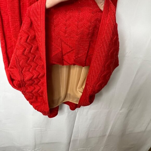 M by Missoni Red Zig Zag Bow Shoulder Knit Dress Fully Lined Size Small - Picture 10 of 13